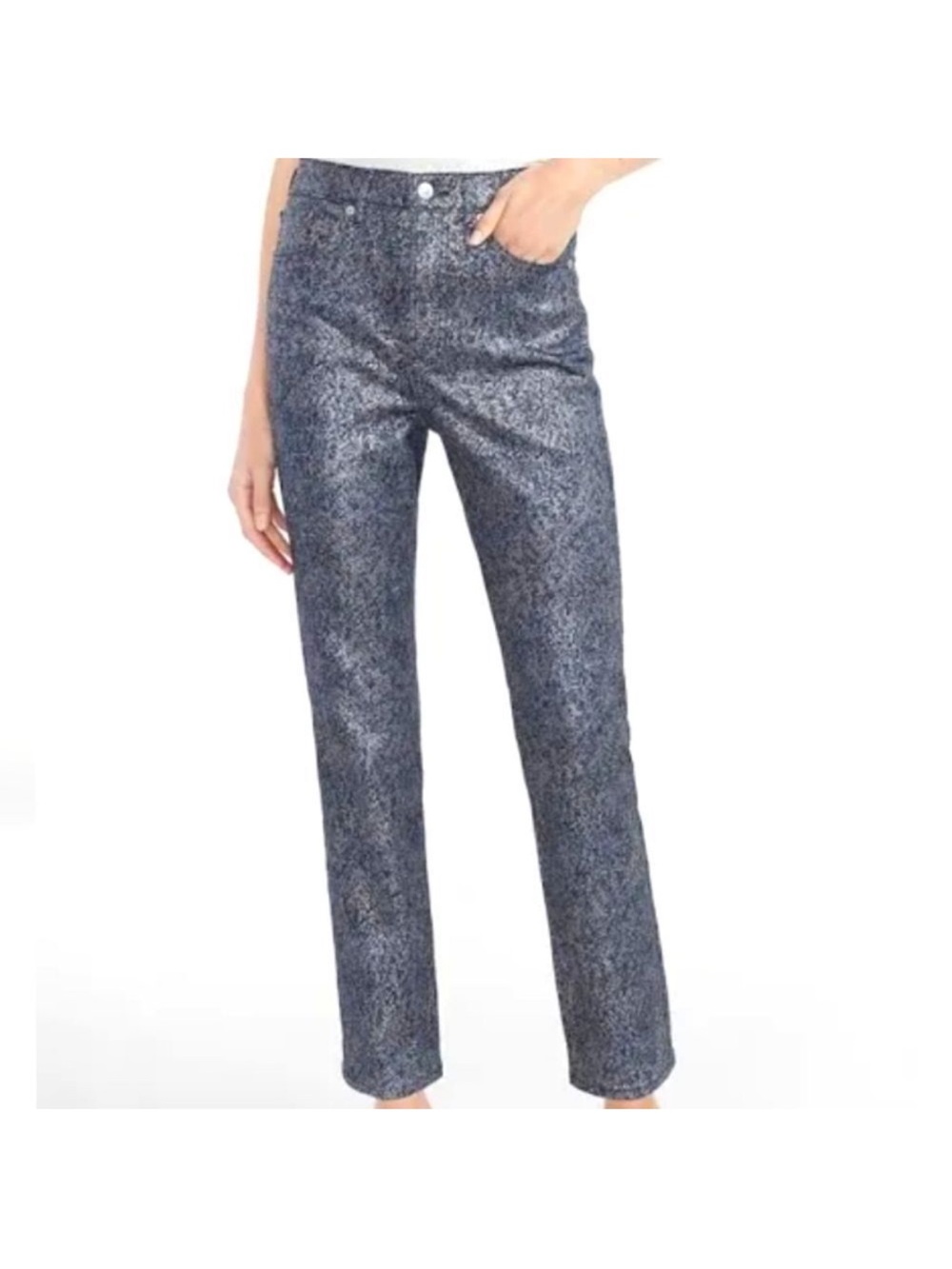 Express Super High Waisted Metallic Coated Slim Jeans NWT, sz 6